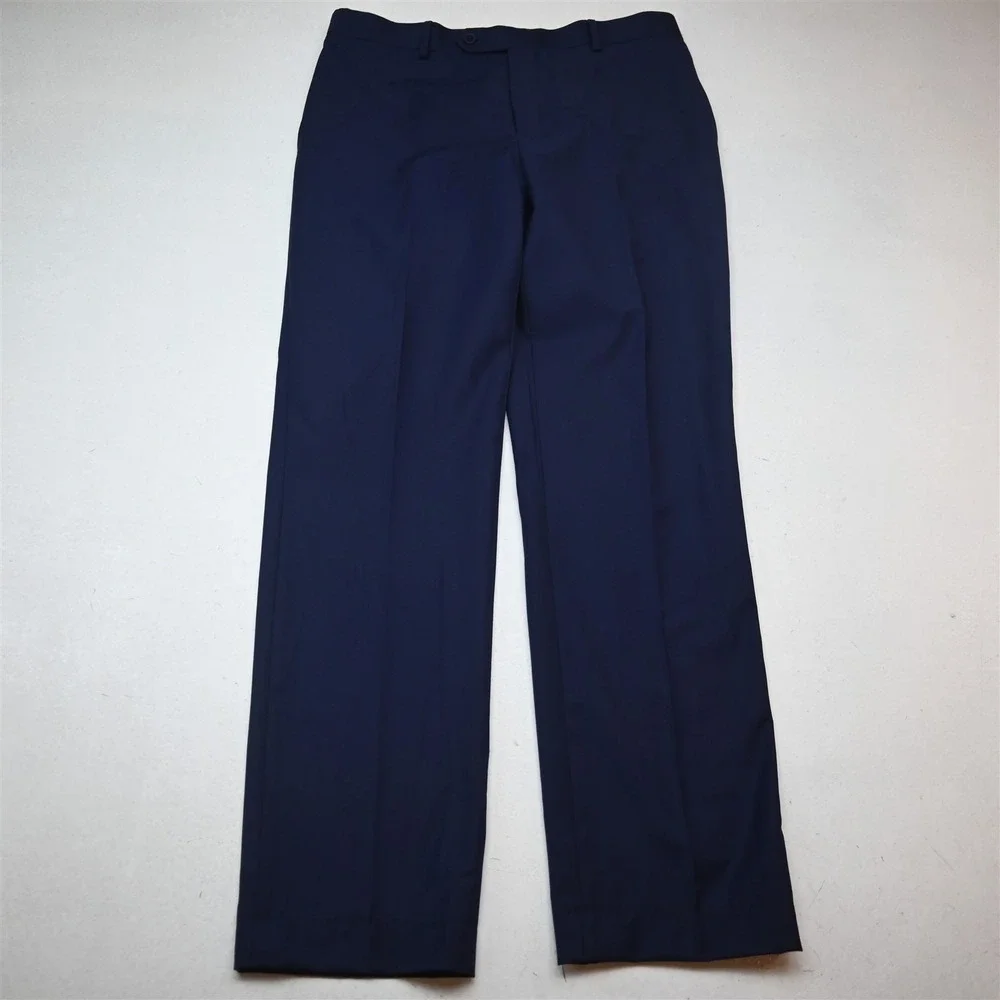 Carlo Lusso 42R 34x32 Blue High Twist Super Deluxe Microtech Mens Suit